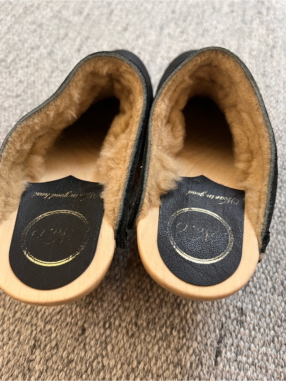 No. 6 Dakota Shearling Clogs high heel 37 US 7 navy blue - Picture 7 of 13